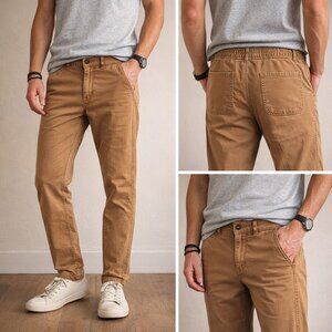 RSQ Men’s Khaki Beach Pants Size Small Stretch Casual Chinos Back Pockets